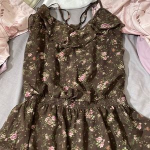 cute floral brown tank top